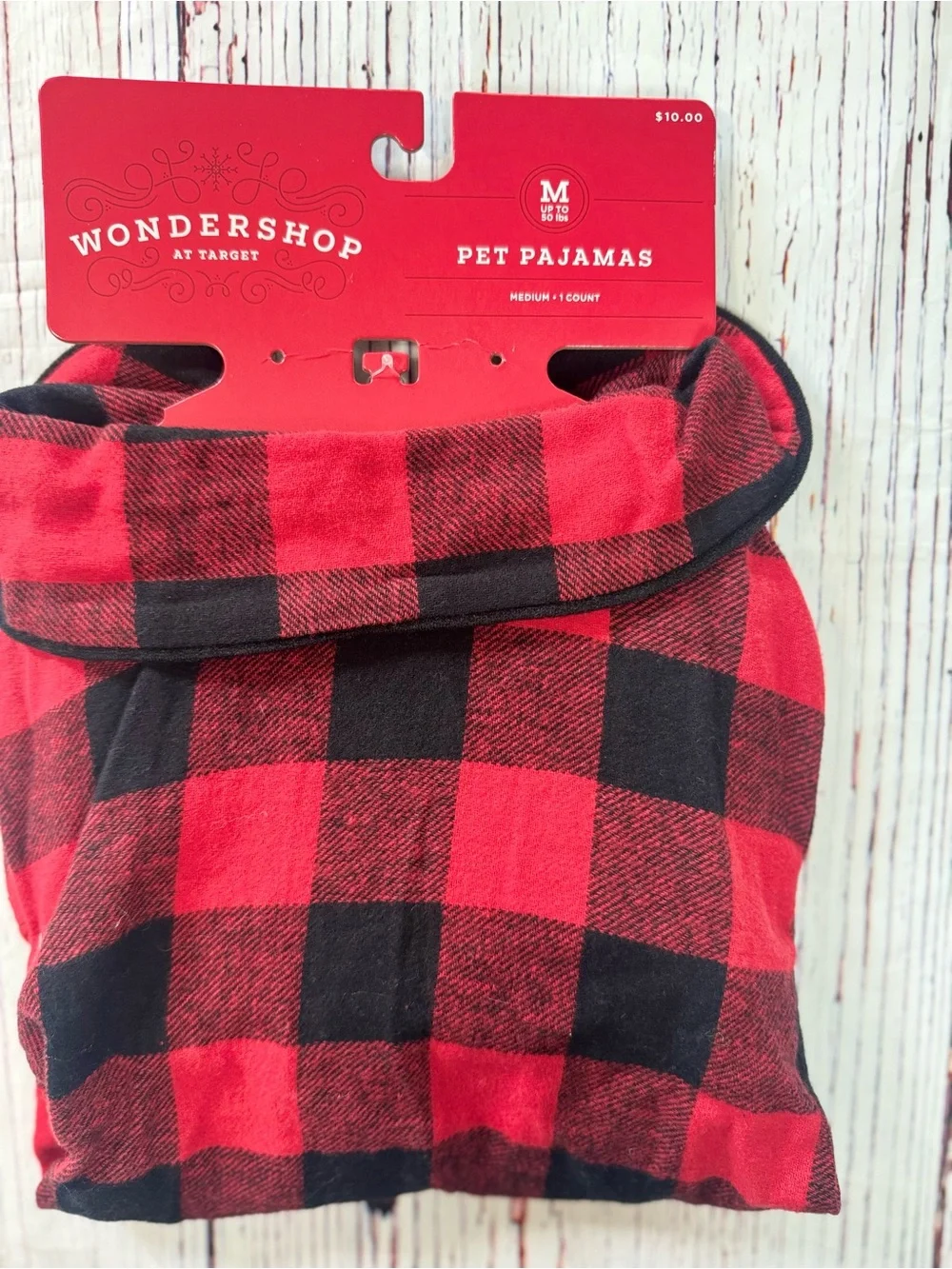 NWT Wondershop Target Medium Red Black Buffalo Plaid Pet Pajamas Dog Christmas
